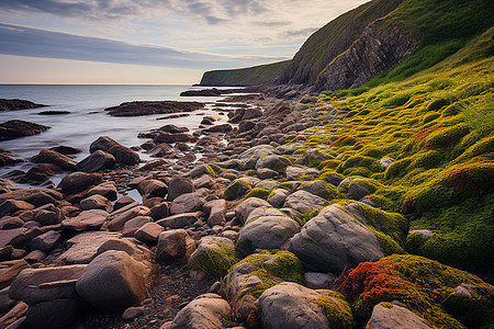 岩石覆盖的海滩图片