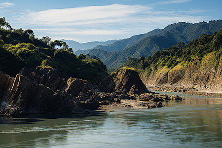 山脉河流的美丽景观图片