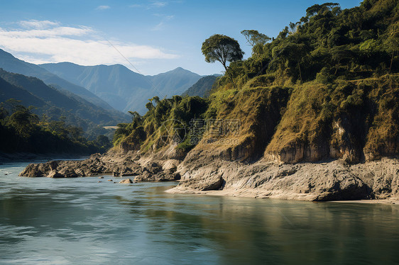 美丽的乡村河流景观图片