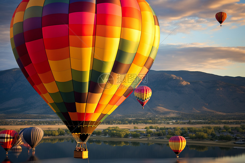 天空中美丽的热气球图片