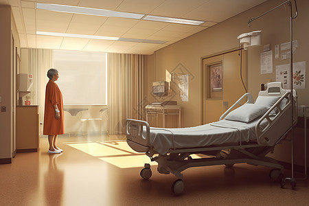 现代病房中康复的患者图片