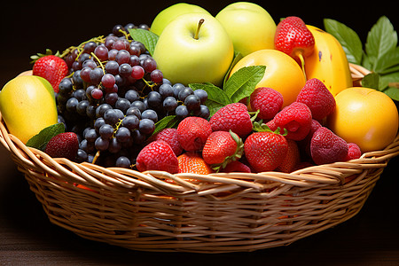 果篮中成熟的水果图片