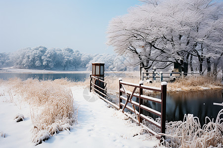 冰雪覆盖的山庄图片