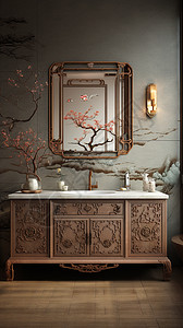 浪漫的浴室柜高清图片