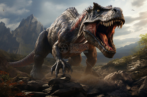 凶猛的远古恐龙插画图片