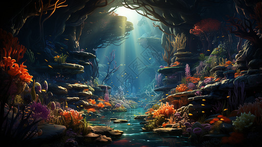 梦幻复杂的岩洞背景图片