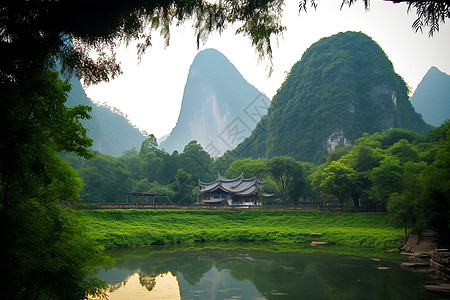 风景优美的桂林山水景观背景图片
