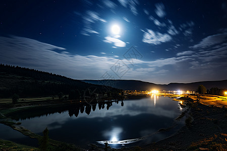 星空森林森林夜晚的星空景观背景