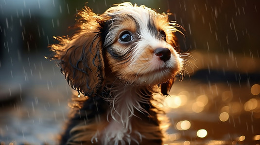 雨中的流浪狗图片