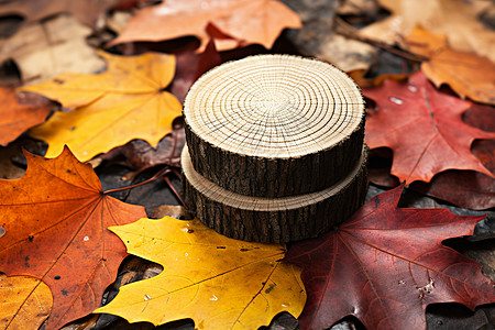 秋叶背景秋叶缤纷木纹交织的景观背景