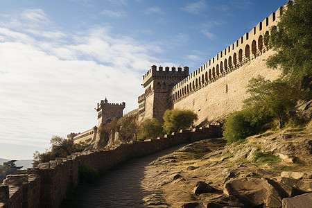 中世纪古城墙的自然景观图片