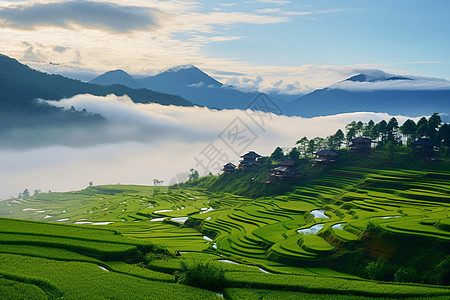 美丽的乡村梯田图片