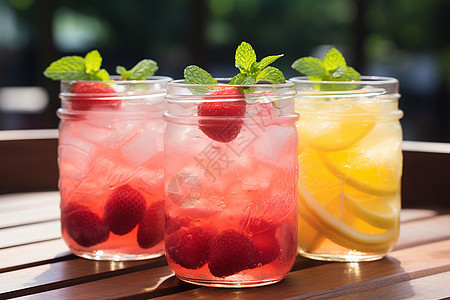 新鲜制作的水果饮品冰凉可口高清图片素材