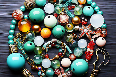 五颜六色的珠子手串背景图片