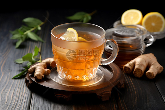 温暖的柠檬姜茶图片