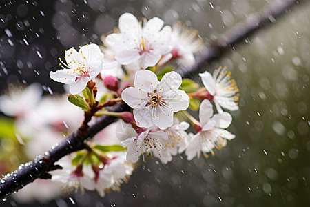 雨水冲刷的枝头图片