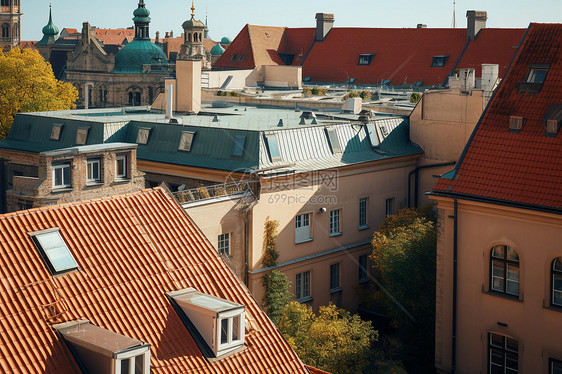 欧洲传统房屋住宅建筑屋顶图片