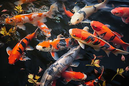 池塘自由的金鱼图片