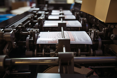 批量生产的印刷厂机械背景图片