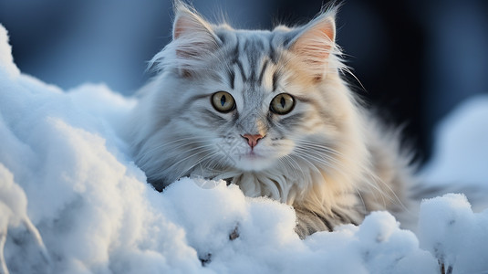 雪地的可爱猫咪高清图片