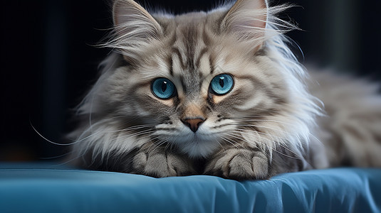 蓝色眼睛的可爱猫咪图片