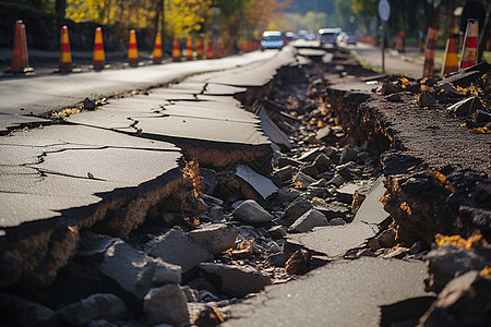 破碎的交通道路图片