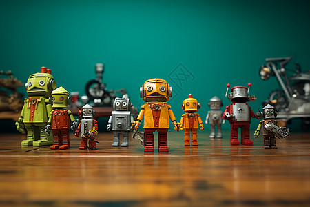 快乐的玩具机器人团队图片