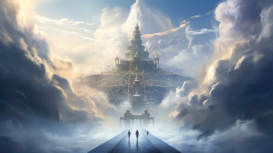 云海中的巨大宫殿图片
