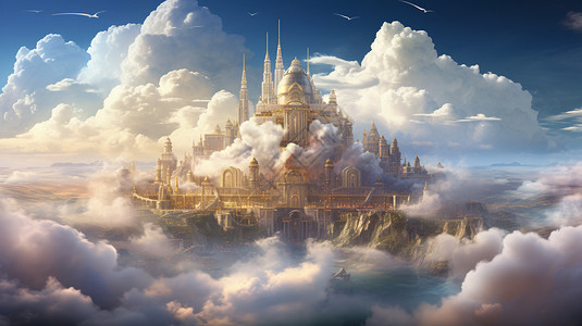 云海中的宫殿图片