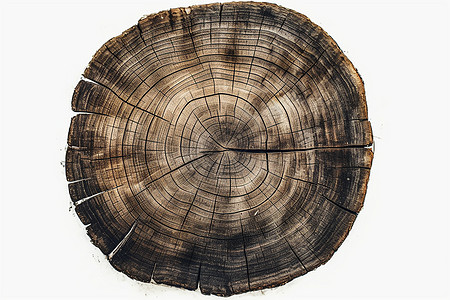 木材纹理白色背景中的树桩插画