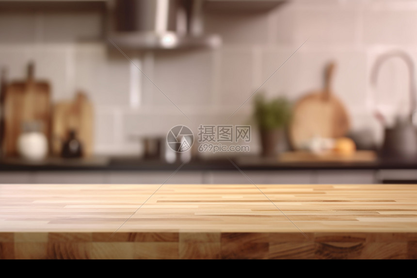 室内厨房的木桌图片