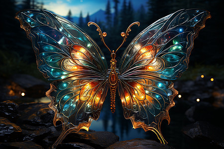 梦幻的彩虹蝴蝶背景图片