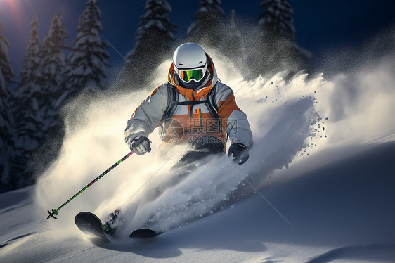 冒险滑雪的滑雪者图片