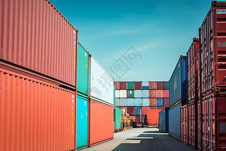工业运输港口堆积的货物图片