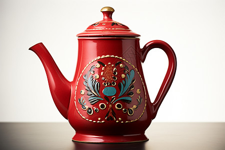 复古陶瓷咖啡壶精致传统的咖啡壶背景
