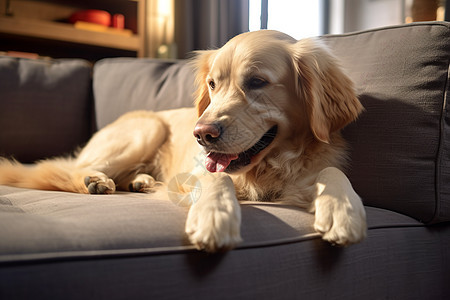 客厅的金毛犬图片