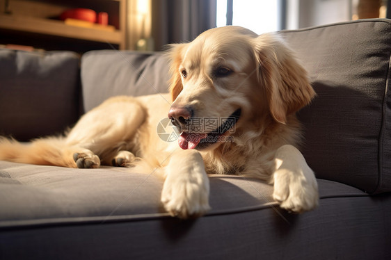 客厅的金毛犬图片