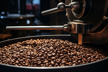 咖啡豆在研磨机里背景图片