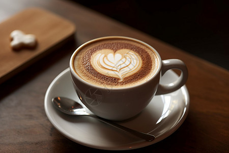 一杯心形花纹的咖啡图片