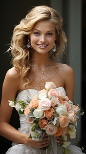 穿着婚纱的美丽新娘背景图片