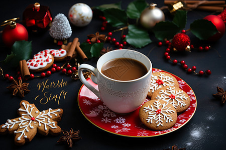 圣诞的咖啡与甜点图片