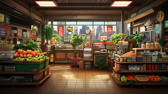 城市中的超市商店背景图片