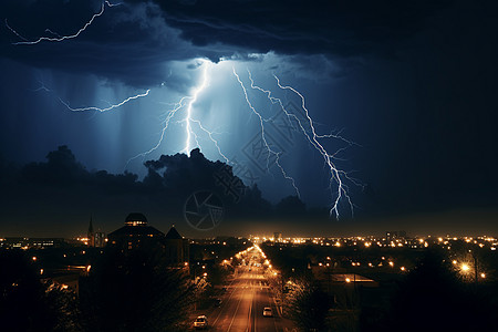 电闪雷鸣的夜晚背景图片