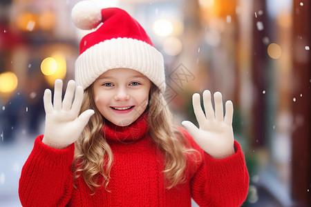 圣诞节开心的小女孩背景图片