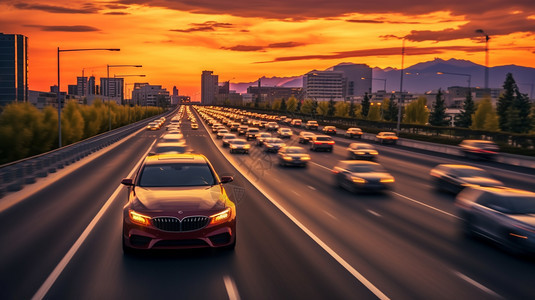 道路上行驶的汽车图片