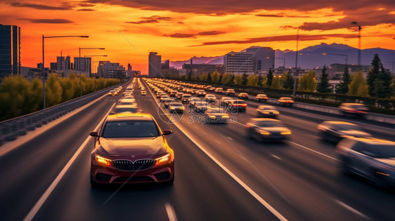 道路上行驶的汽车图片