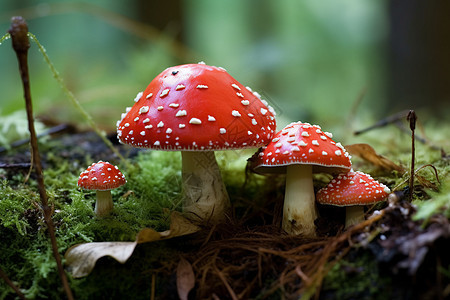 森林里的红色蘑菇图片
