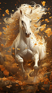奔跑的白马设计图片
