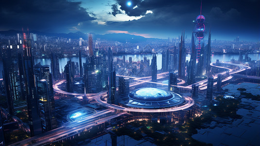 科技城市的夜景图片
