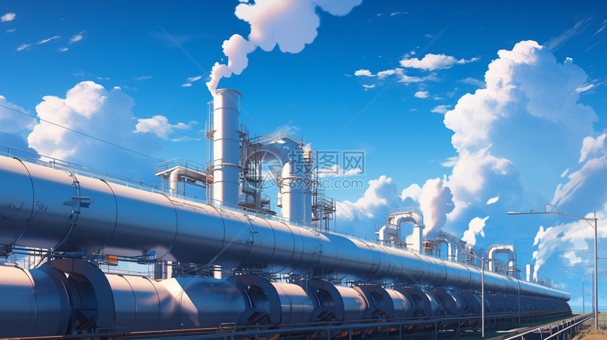 工厂内的烟囱和管道插画图片下载-正版图片600542825-摄图网